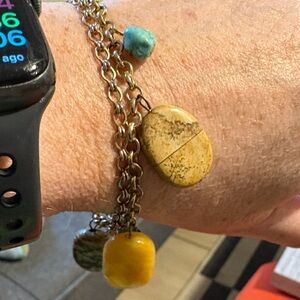 Gold and Turquoise Charm Bracelet